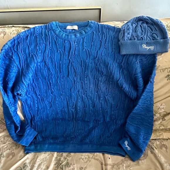 Authentic Coogi Australia Royal Blue Sweater and Skull cap set - Picture 2 of 8